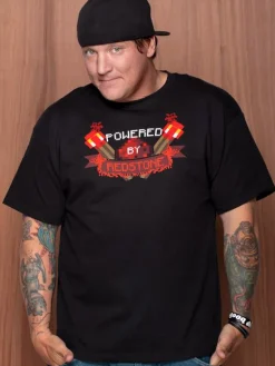 Minecraft - Powered by Redstone Black Male T-Shirt