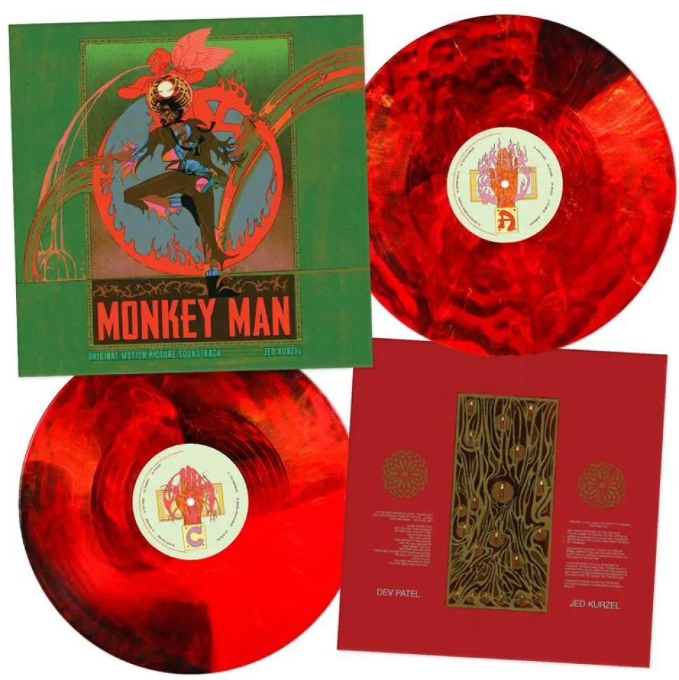 Monkey Man (2024) - Original Motion Picture Soundtrack by Jed Kurzel 2xLP Vinyl Record (Blood Red, Black, and Metallic Gold Coloured Vinyl)