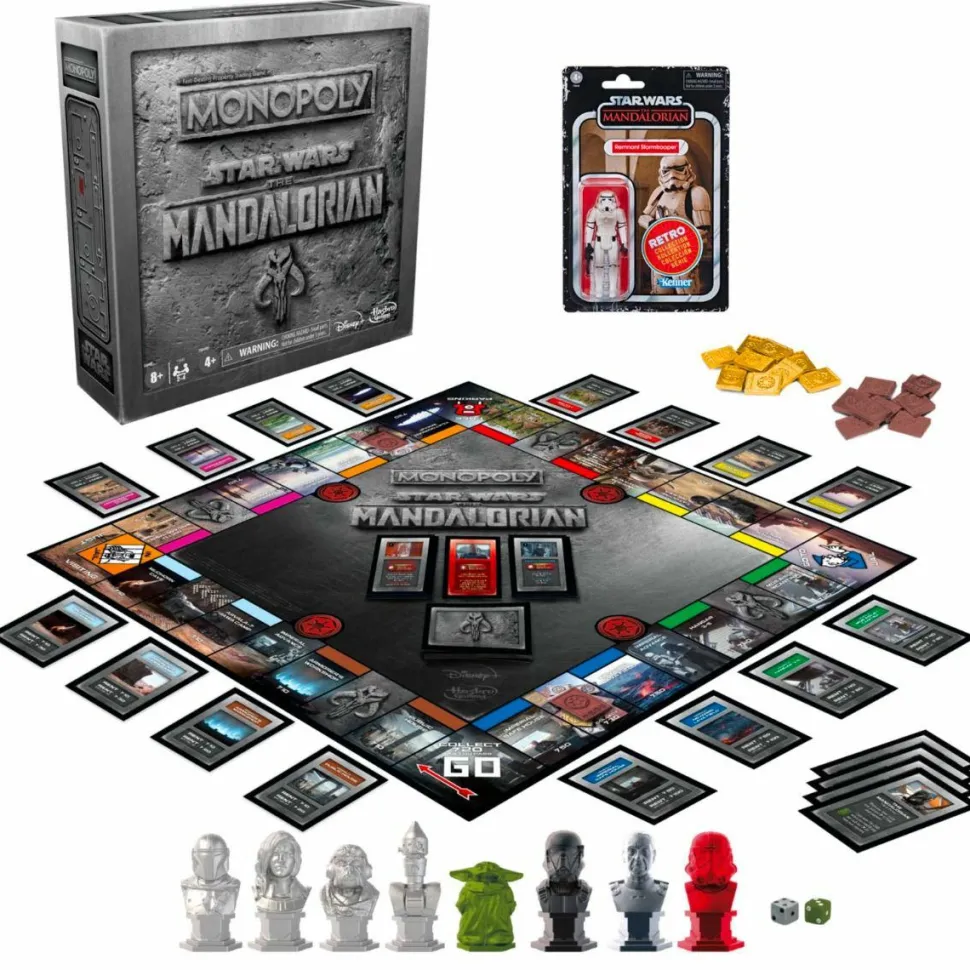 Monopoly - Star Wars: The Mandalorian Collector’s Edition Board Game with Remnant Stormtrooper Retro Collection Kenner 3.75” Action Figure