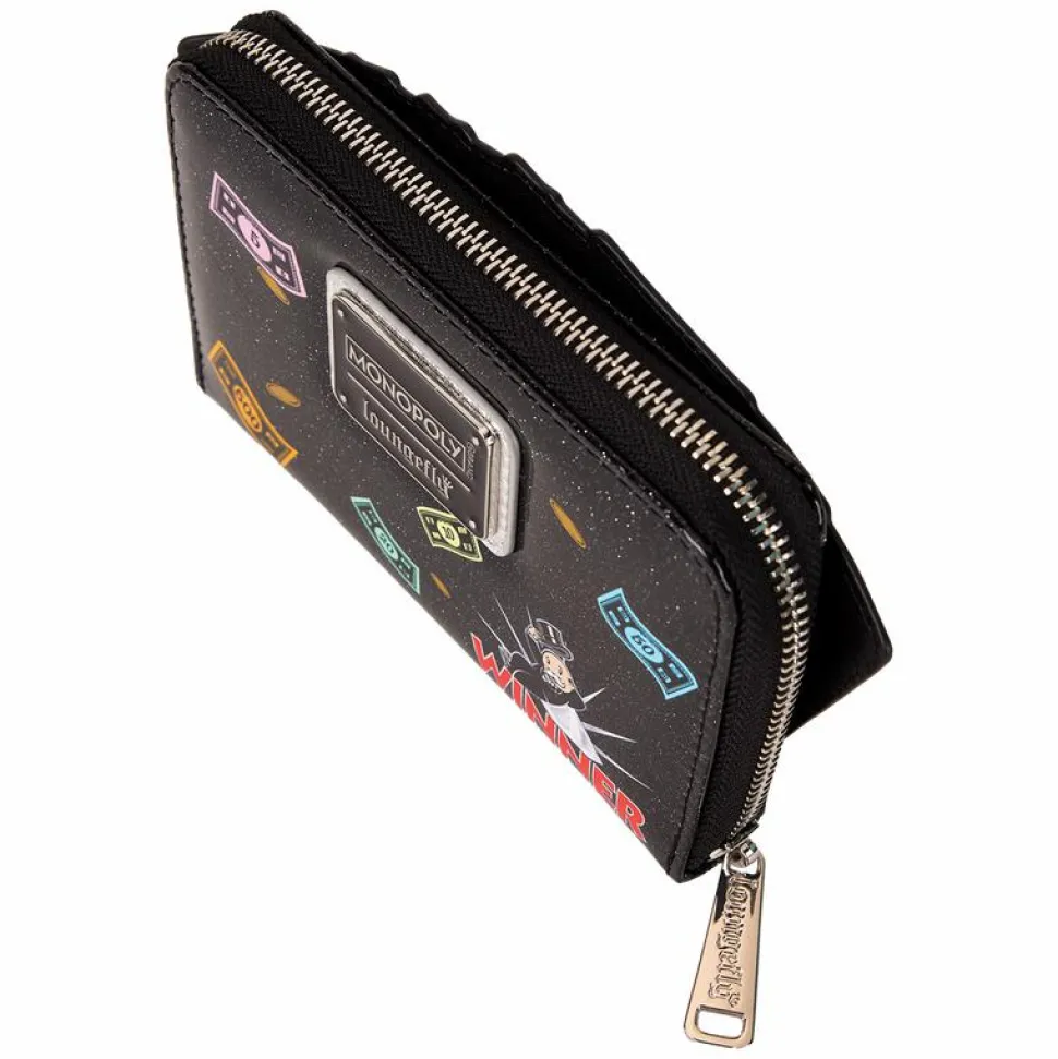 Monopoly - 90th Anniversary Money Glitter 4" Faux Leather Zip-Around Wallet