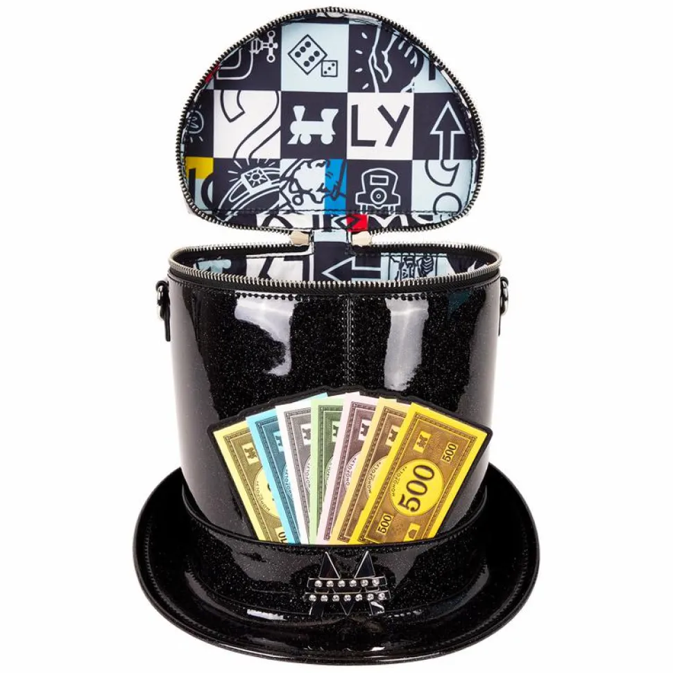 Monopoly - 90th Anniversary Top Hat Glitter Figural 8" Faux Leather Crossbody Bag