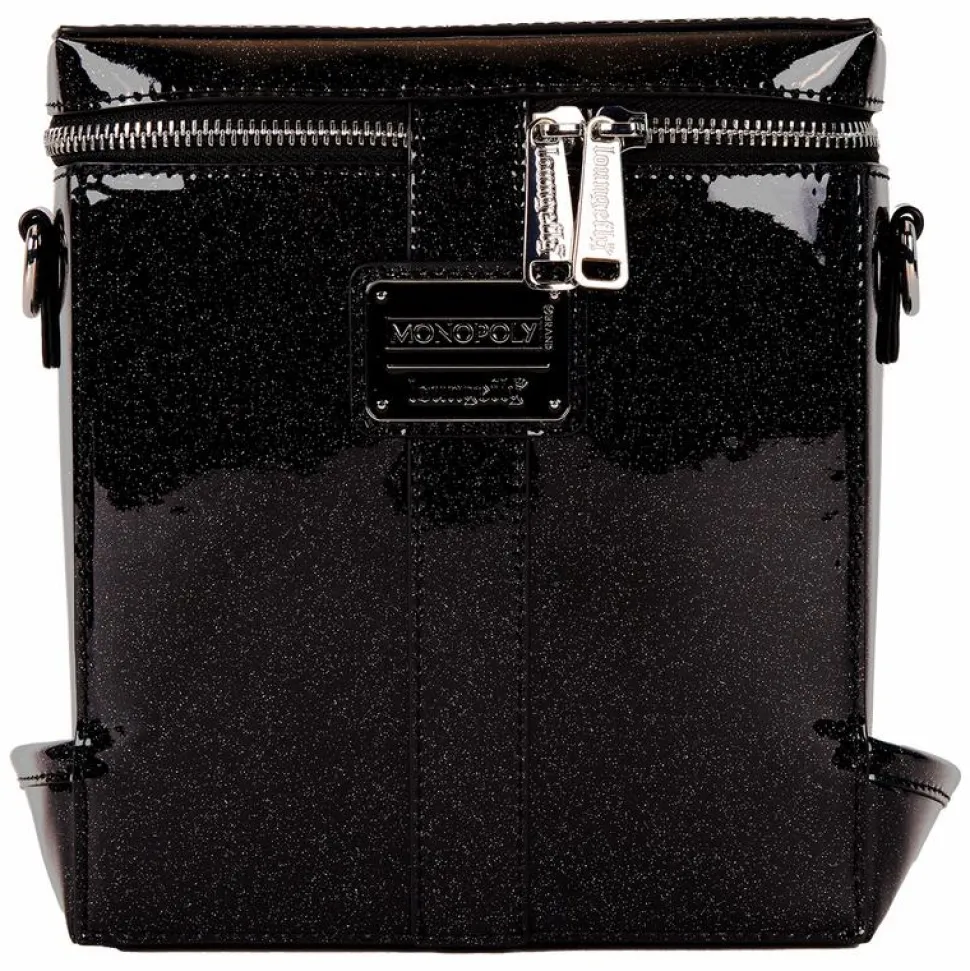 Monopoly - 90th Anniversary Top Hat Glitter Figural 8" Faux Leather Crossbody Bag