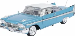 Motormax - Blue 1958 Plymouth Fury Timeless Legends Collection 1/18th Scale Die-Cast Vehicle Replica