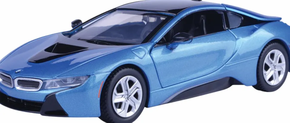 Motormax - Blue BMW I8 Coupe Timeless Legends Collection 1/24th Scale Die-Cast Vehicle Replica