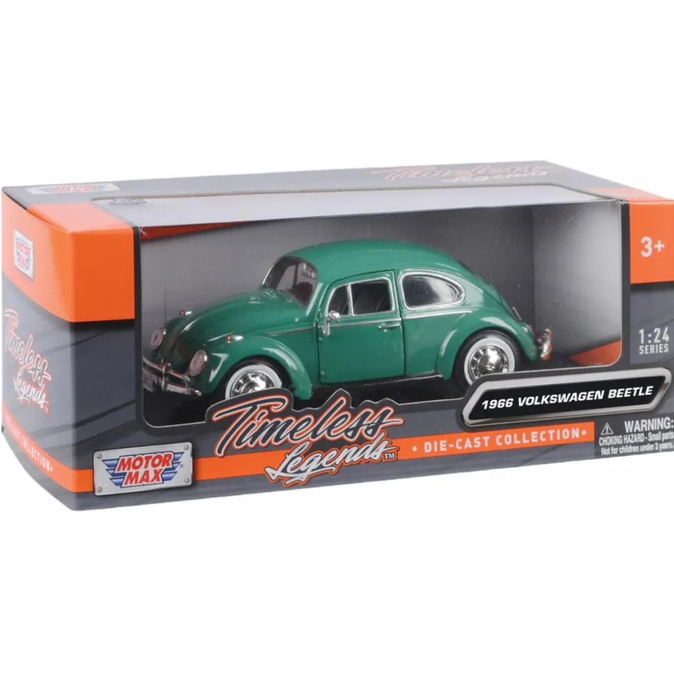 Motormax - Green 1966 Volkswagen Beetle Timeless Legends Collection 1/24th Scale Die-Cast Vehicle Replica