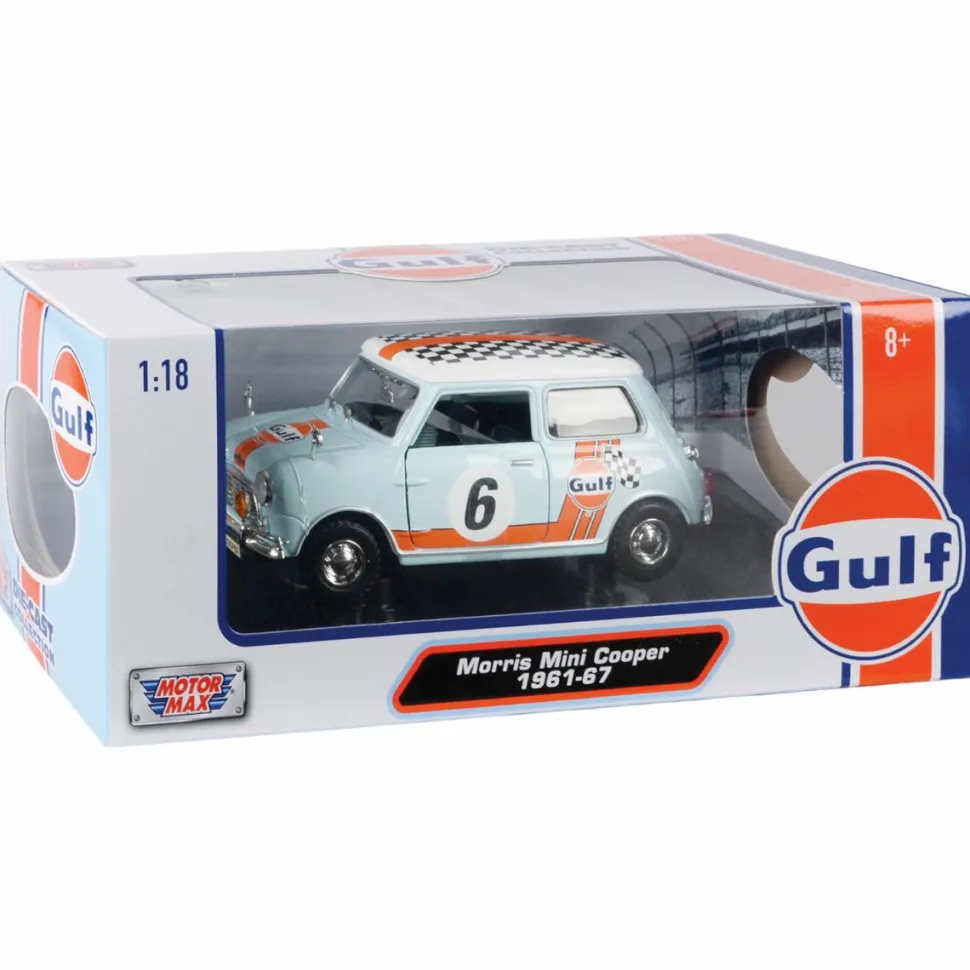 Motormax - Gulf Livery 1961-67 Morris Mini Cooper Gulf Collection 1/18th Die-Cast Vehicle Replica