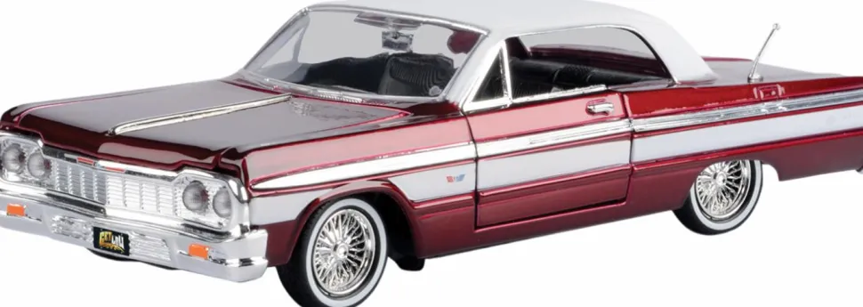 Motormax - Metallic Red 1964 Chevy Impala Get Low Collection 1/24th Scale Die-Cast Vehicle Replica