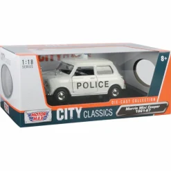 Motormax - Morris Mini Cooper Police Car Mini Cooper Collection 1/18th Scale Die-Cast Vehicle Replica
