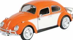 Motormax - Orange 1966 Volkswagen Classic Beetle with Rear Luggage Rack Volkswagen Collection 1/24th Scale Die-Cast Vehicle Replica