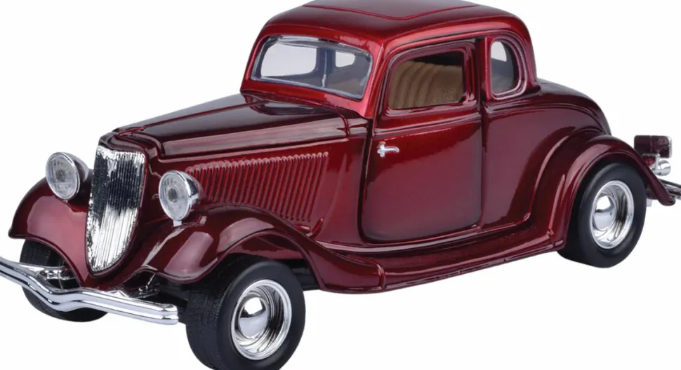 Motormax - Red 1934 Ford Coupe (Hardtop) Timeless Legends Collection 1/24th Scale Die-Cast Vehicle Replica