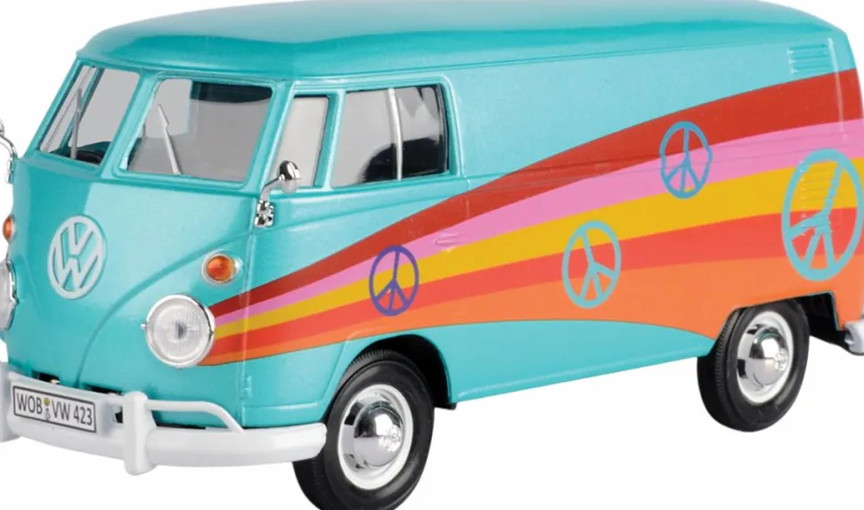 Motormax - Volkswagen Type 2 (T1) Bus (Peace Decal) Volkswagen Collection 1/24th Scale Die-Cast Vehicle Replica