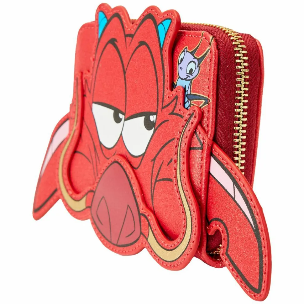 Mulan (1998) - 25th Anniversary Mushu Glitter Cosplay 4” Faux Leather Zip-Around Wallet