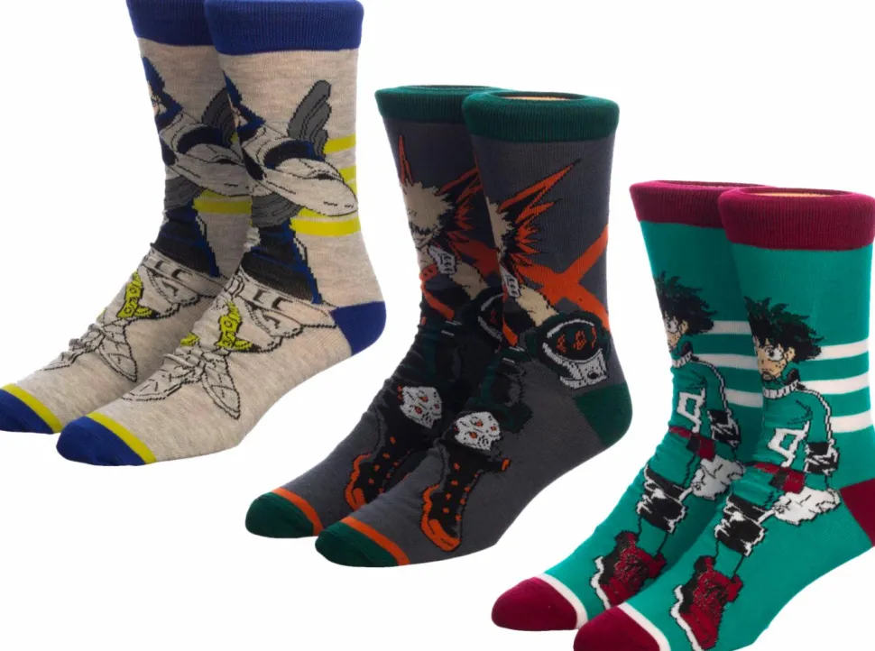 My Hero Academia - Deku, Katsuki & Tenya Crew Socks 3-Pack