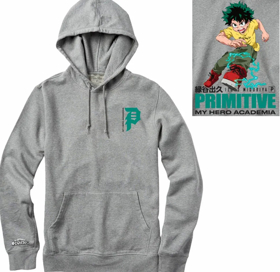 My Hero Academia - MHA x Primitive Full Cowl Heather Grey Sweatshirt Hoodie