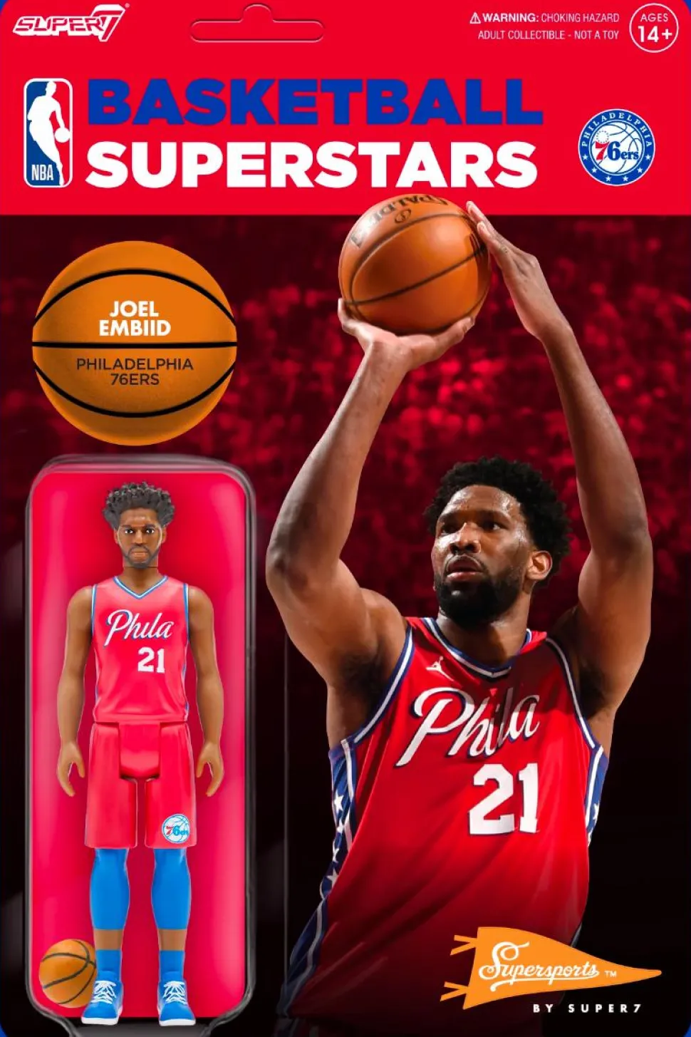 NBA Basketball - Joel Embiid Philadelphia 76ers Red Statement Supersports ReAction 3.75” Action Figure