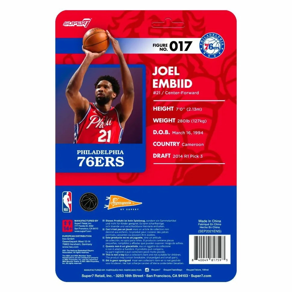 NBA Basketball - Joel Embiid Philadelphia 76ers Red Statement Supersports ReAction 3.75” Action Figure