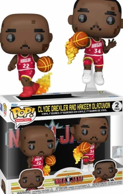 NBA Basketball: Jam - Clyde Drexler & Hakeem Olajuwon 8-Bit Pop! Vinyl 2-Pack