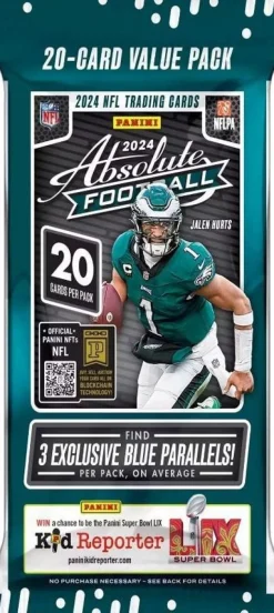 NFL Football - 2024 Panini Absolute Football Trading Cards Fat Pack Box (Display of 12)