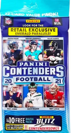 NFL Football - 2020/21 Panini Contenders Football Trading Cards Hobby Fat Pack Box (Display of 12)