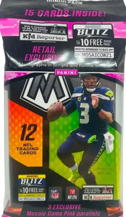 NFL Football - 2021 Panini Mosaic Trading Cards Retail Fat Pack (15 Cards)
