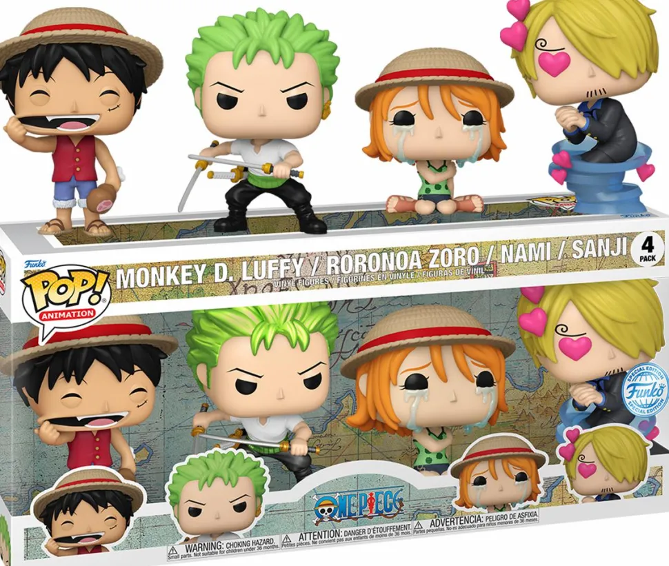 One Piece - Monkey D. Luffy, Roronoa Zoro, Nami & Sanji Pop! Vinyl Figure 4-Pack
