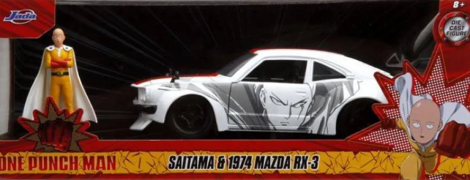 One Punch Man - Saitama & 1974 Mazda RX-3 1/24th Scale Die-Cast Vehicle Replica