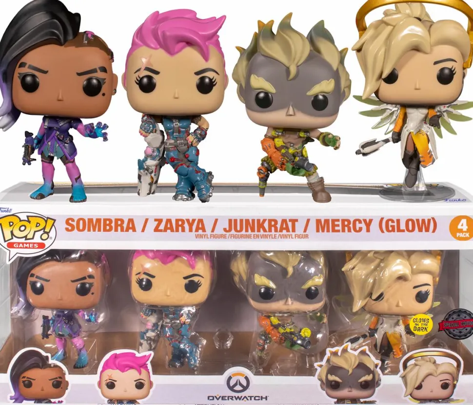 Overwatch - Sombra, Zarya , Junkrat & Mercy Glow in the Dark Pop! Vinyl Figure 4-Pack