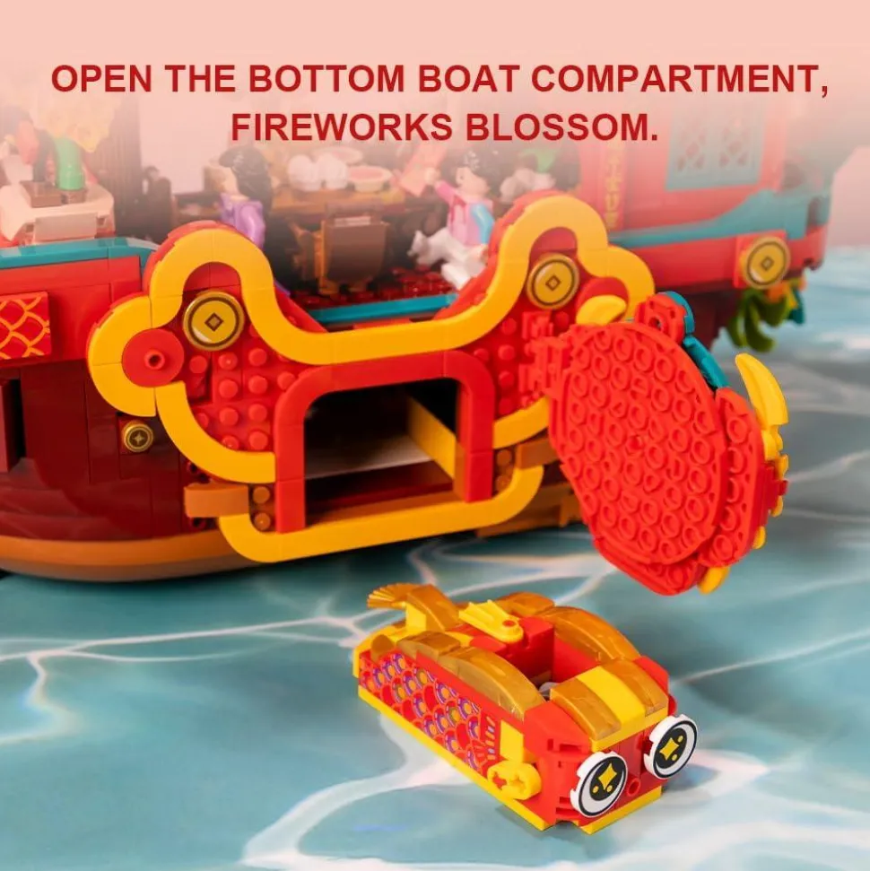 Pantasy - Chinese New Year Dragon Boat Building Block Construction Set (2154 Pieces)
