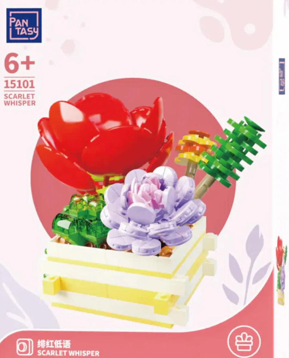 Pantasy - Succulent Garden: Scarlet Whisper Building Block Construction Set (284 Pieces)