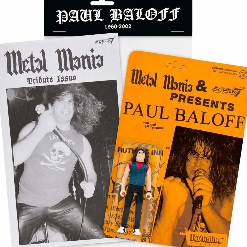 Paul Baloff - Paul Baloff ReAction 3.75” Action Figure & Metal Mania Tribute Issue Fanzine Set