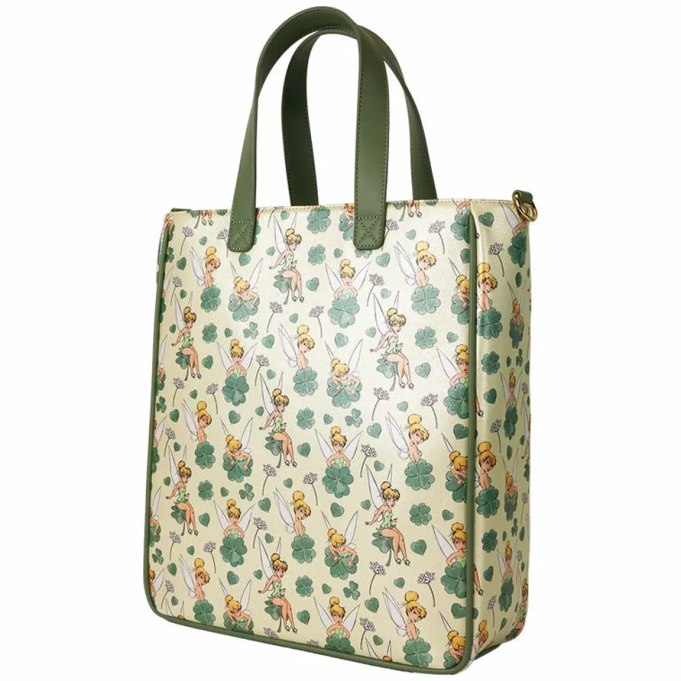 Peter Pan (1953) - Tinker Bell Clover Print 14" Faux Leather Tote Bag with Coin Purse