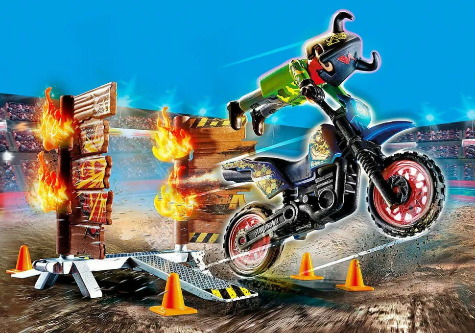 Playmobil: Stunt Show - Motorcross with Fiery Wall (70553)