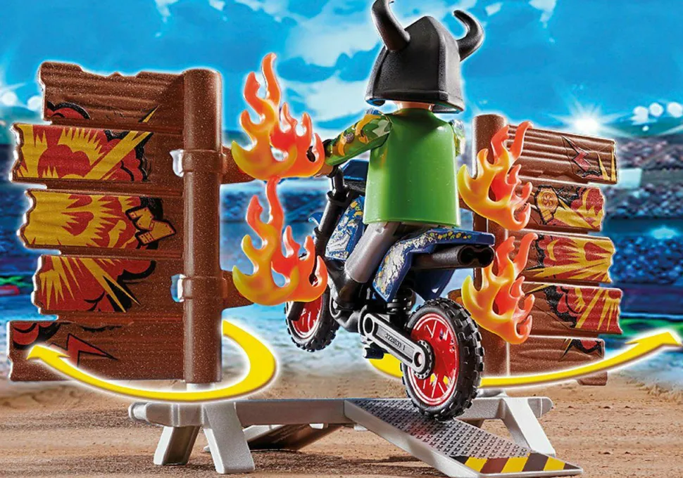 Playmobil: Stunt Show - Motorcross with Fiery Wall (70553)
