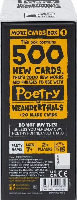 Poetry for Neanderthals - More Cards Box #1 Card Game Expansion