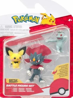 Pokemon - Pichu + Weavile + Machop Battle Figure Set