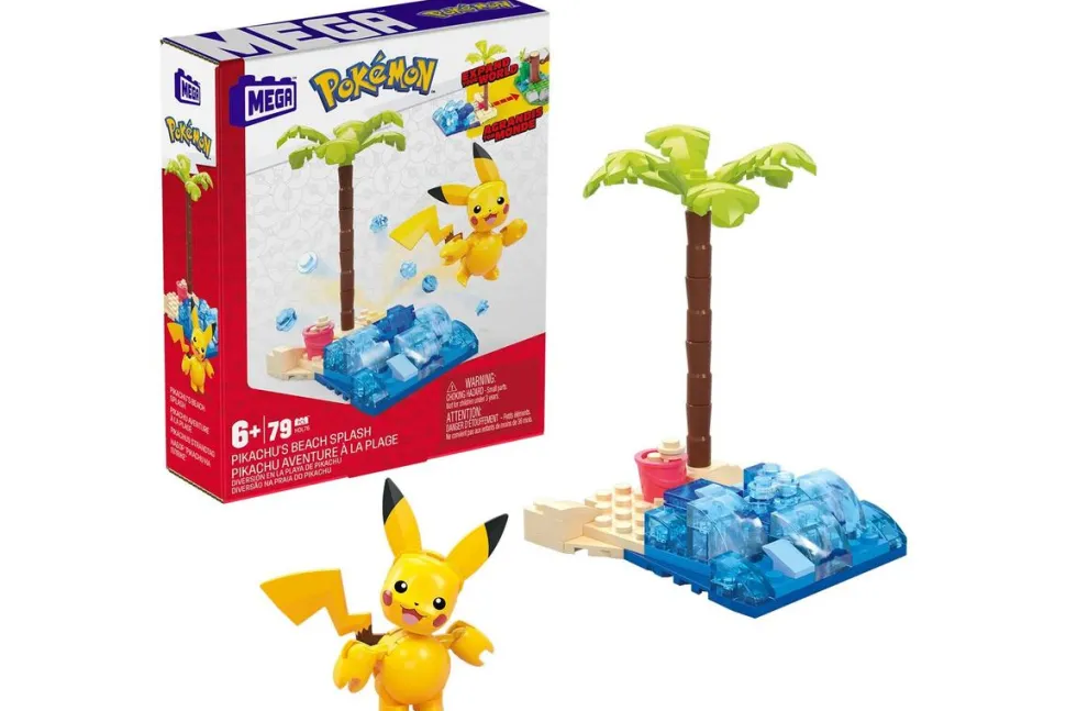 Pokemon - Pikachu's Beach Splash Adventure Builder Mega Construx Construction Set (79 Pieces)