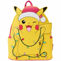 Pokemon - Santa Pikachu Christmas Lights Light Up 10" Faux Leather Mini Backpack