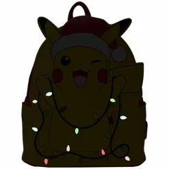 Pokemon - Santa Pikachu Christmas Lights Light Up 10" Faux Leather Mini Backpack