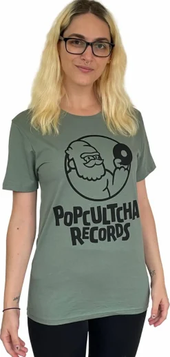 Popcultcha Records - Logo Sage Green Adult Unisex T-Shirt