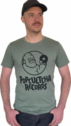 Popcultcha Records - Logo Sage Green Adult Unisex T-Shirt