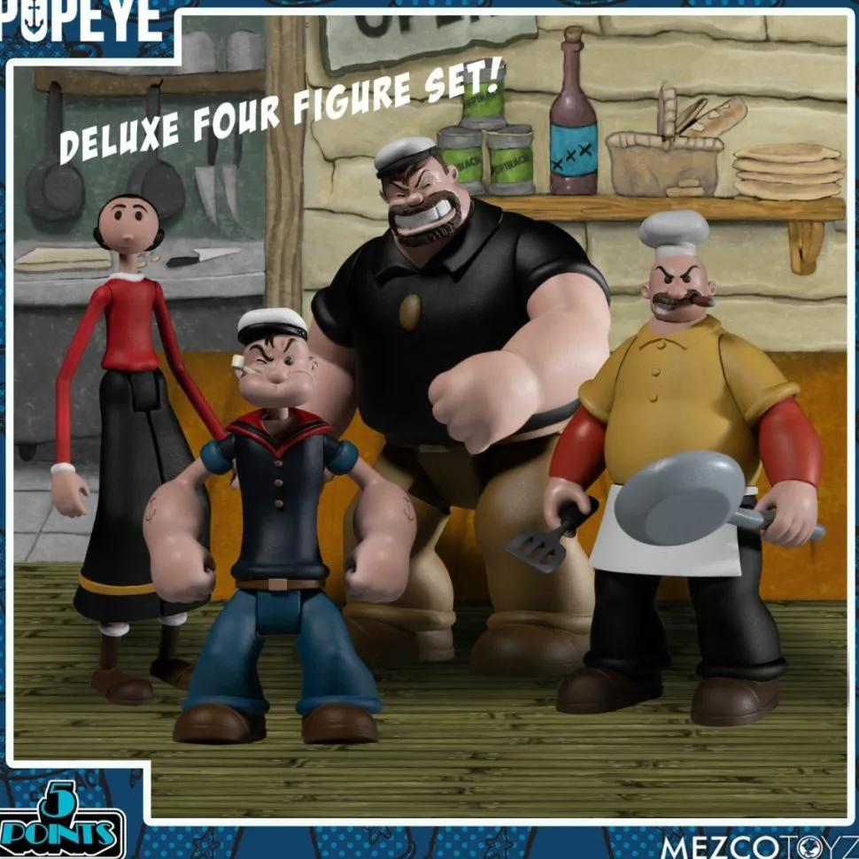 Popeye - Popeye Deluxe 5-Points 3.75” Action Figure 4-Pack