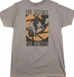 Portal 2 - For Science Grey Male T-Shrt