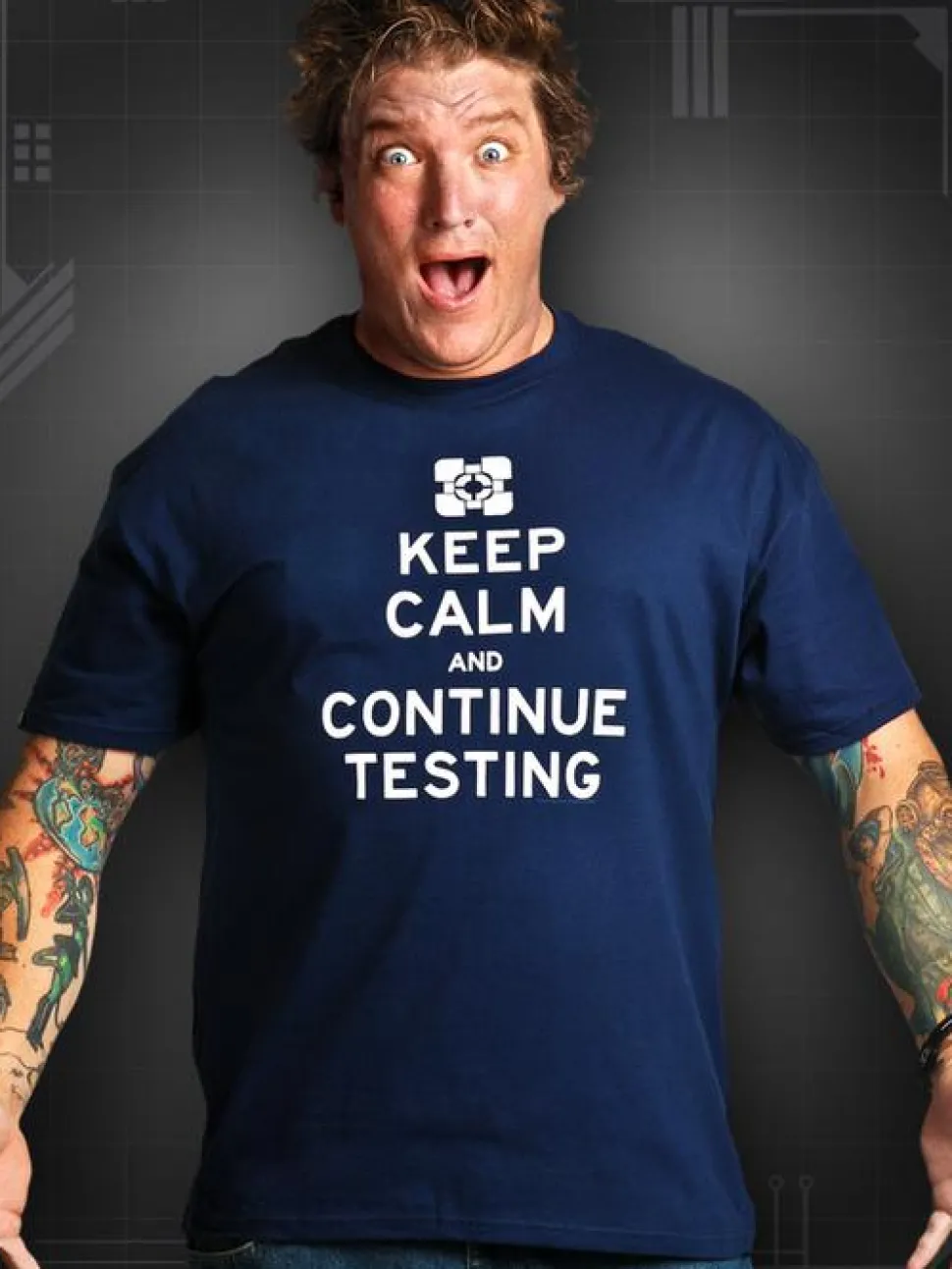 Portal - Portal 2 - Keep Calm and Continue Testing Navy Male T-Shirt