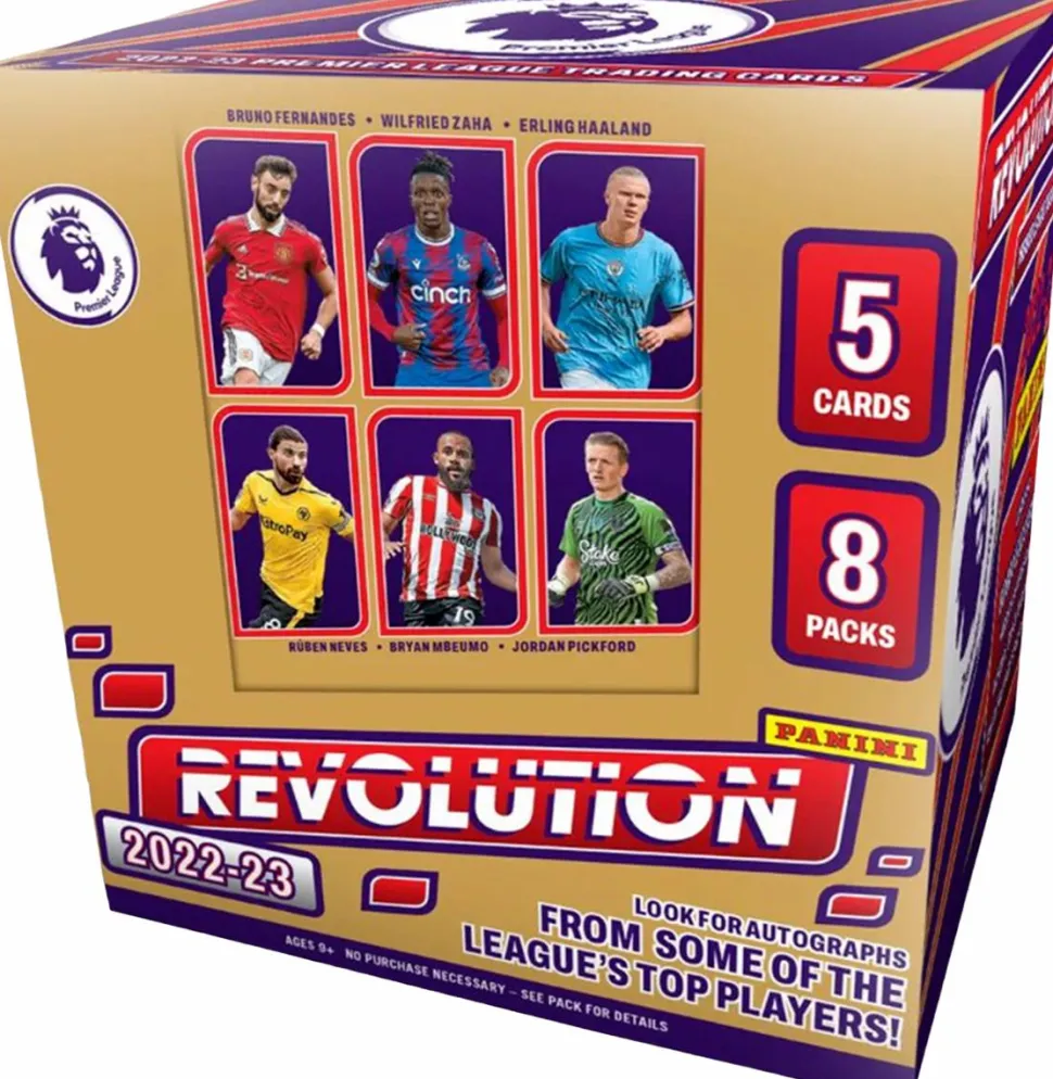 Premier League - 2022/23 Panini Revolution Soccer Trading Cards Hobby Box (Display of 8)