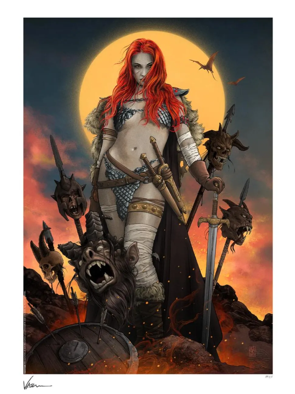 Red Sonja - A Savage Sword Fine Art Print by Vance Kelly