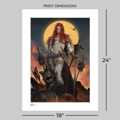 Red Sonja - A Savage Sword Fine Art Print by Vance Kelly