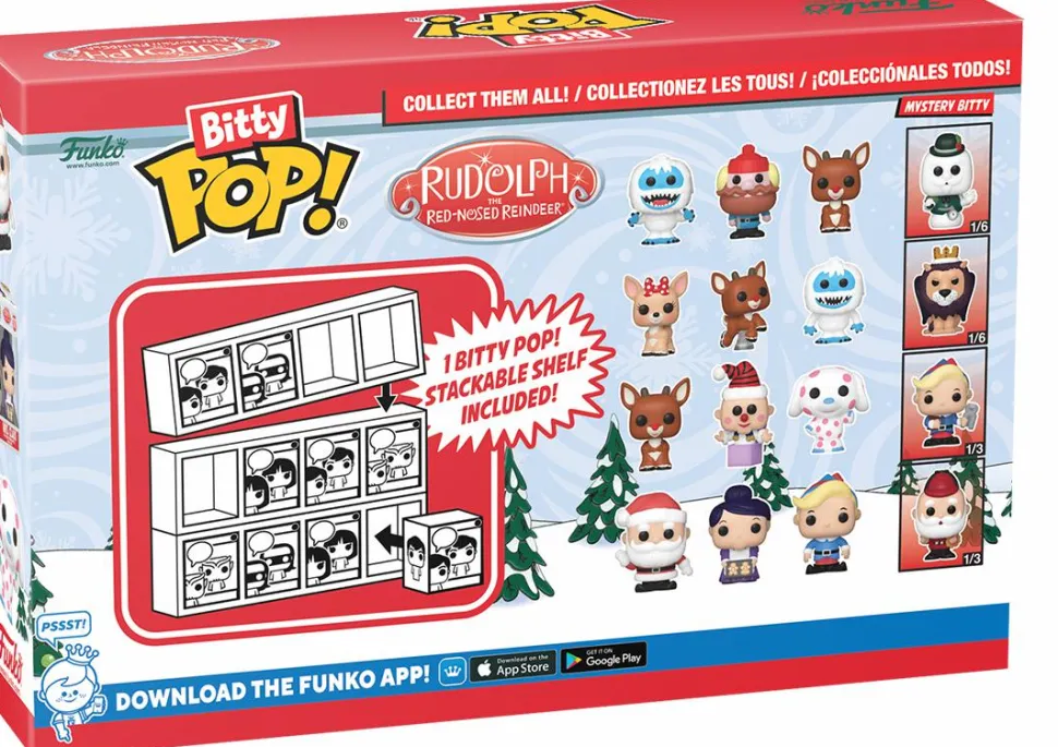 Rudolph the Red-Nosed Reindeer (1964) - Santa, Mrs. Claus, Hermey & Mystery 60th Anniversary Bitty Pop! Vinyl Figure 4-Pack