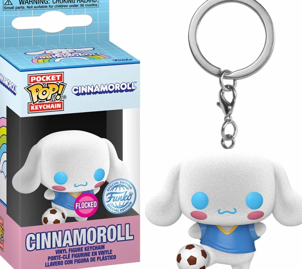 Sanrio - Cinnamoroll with Soccer Ball Flocked Pocket Pop! Keychain