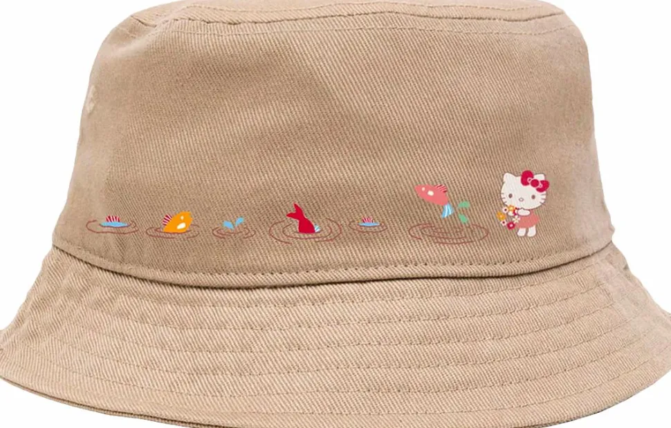Sanrio - Girl x Sanrio Woodland Wonder Hello Kitty Shroom Fishing Khaki Reversible Bucket Hat (One Size)