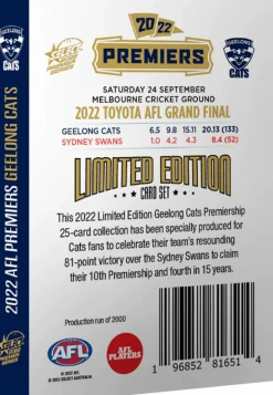 Select AFL - Geelong Cats 2022 Premiers Card Set
